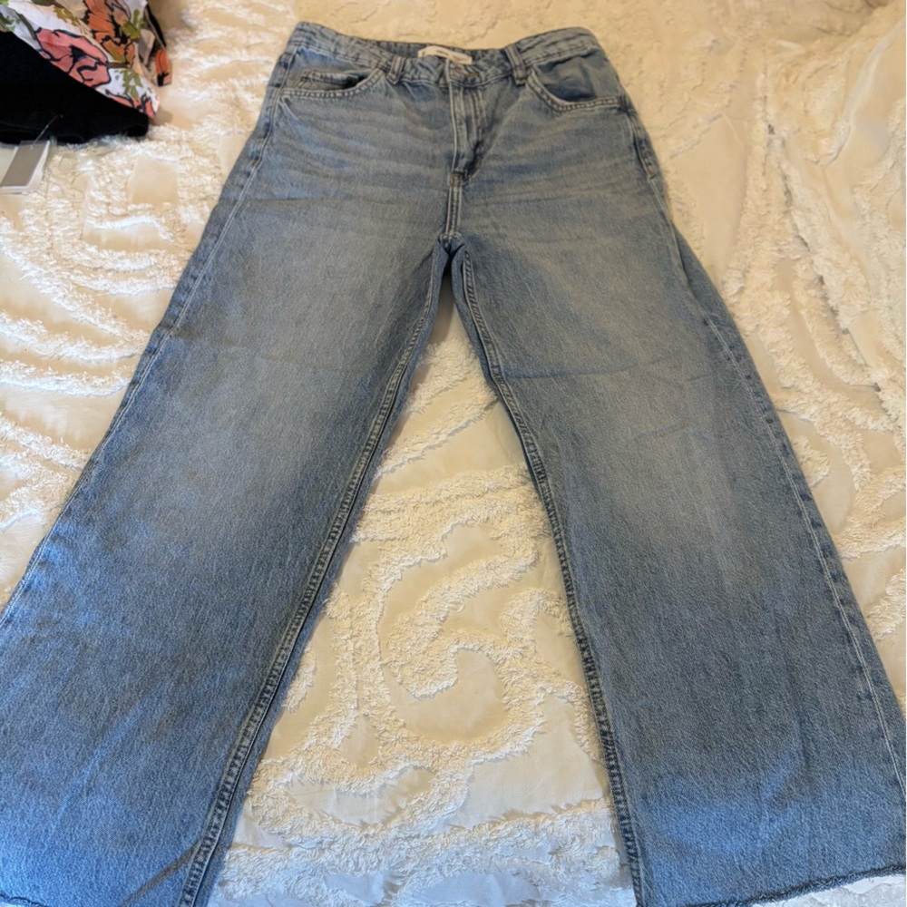 Mango Light Blue Wide Leg Jeans
